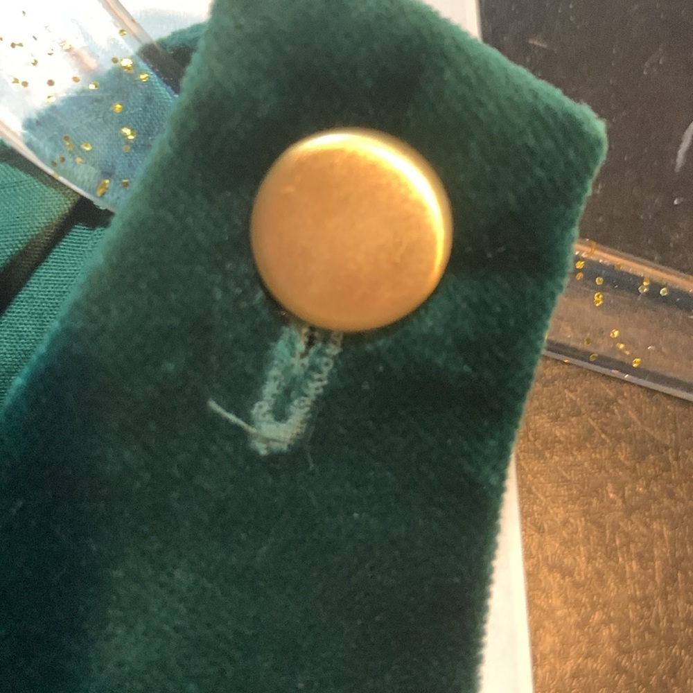 Vintage Dead Stock Green Velvet Holiday Outfit For Baby 6/9 Mo High End Boutique - Picture 7 of 15